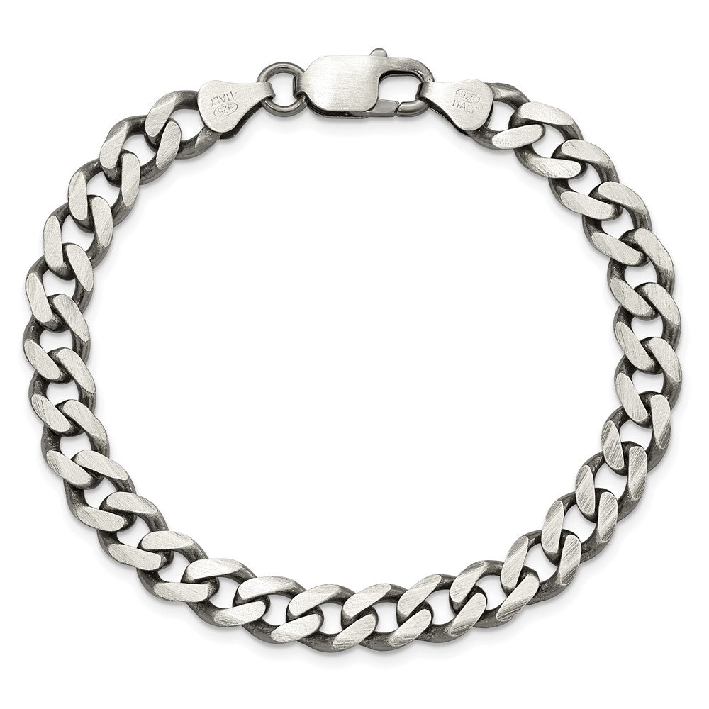 Sterlingsilber Antikisiert 7.5mm Panzer Gliederarmband