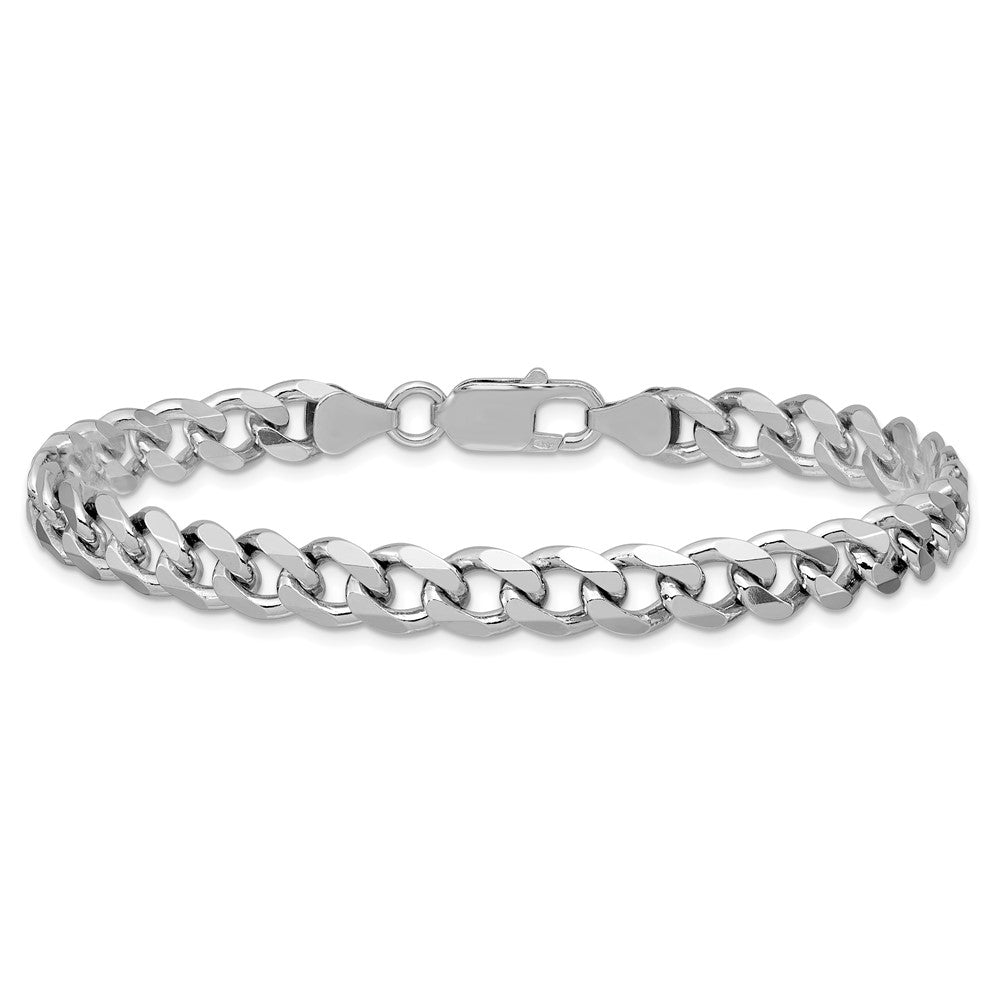 Sterlingsilber Rhodiniert 7.5mm Panzer Gliederarmband
