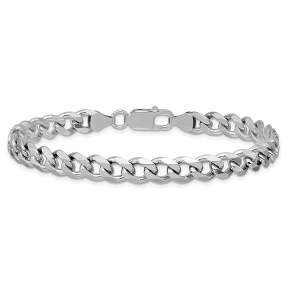 Sterlingsilber Rhodiniert 7.5mm Panzer Gliederarmband