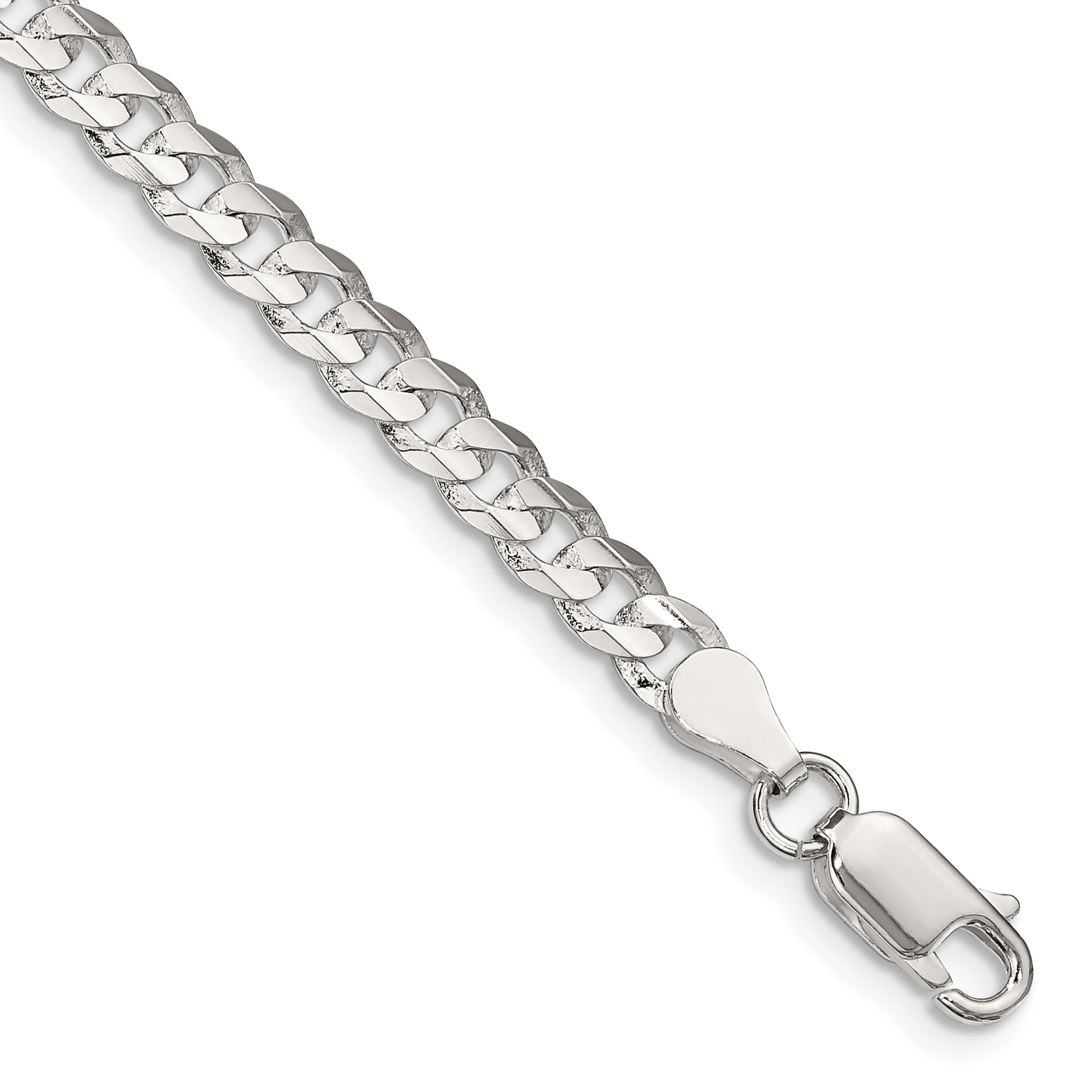 Sterlingsilber 4.5mm Konkav Abgeschrägt Panzer Gliederarmband