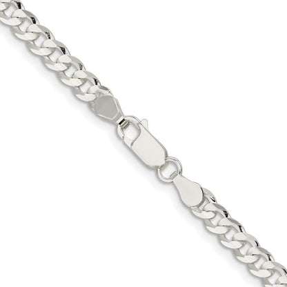 Sterlingsilber Rhodiniert 4.5mm Konkav Abgeschrägt Panzer Kette