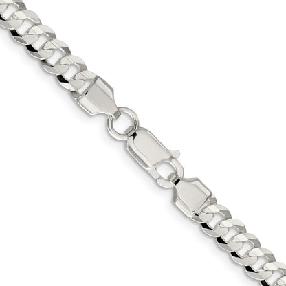 Sterlingsilber 5.65mm Konkav Abgeschrägt Panzer Halskette