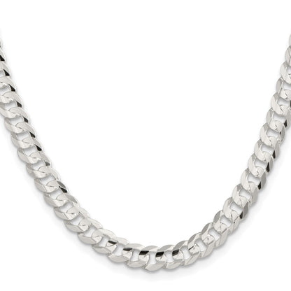 Sterlingsilber 6.75mm Konkav Abgeschrägt Panzer Halskette