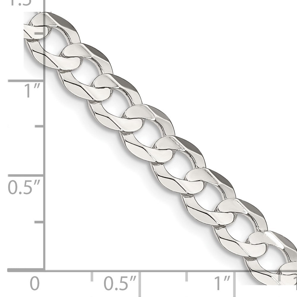 Sterlingsilber 6.75mm Konkav Abgeschrägt Panzer Halskette