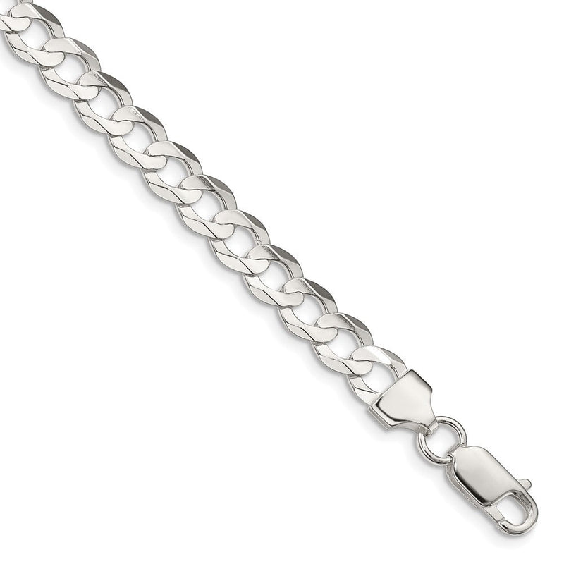 Sterlingsilber 6.75mm Konkav Abgeschrägt Panzer Gliederarmband