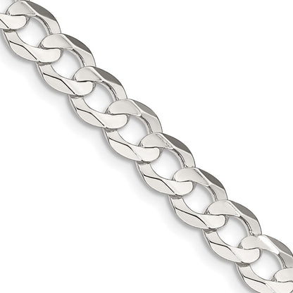 Sterlingsilber 6.75mm Konkav Abgeschrägt Panzer Halskette