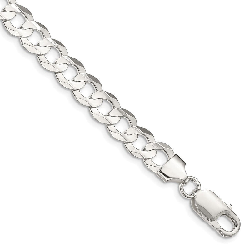 Sterlingsilber 7.8mm Konkav Abgeschrägt Panzer Gliederarmband