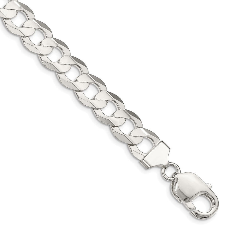 Sterlingsilber 9.75mm Konkav Abgeschrägt Panzer Gliederarmband