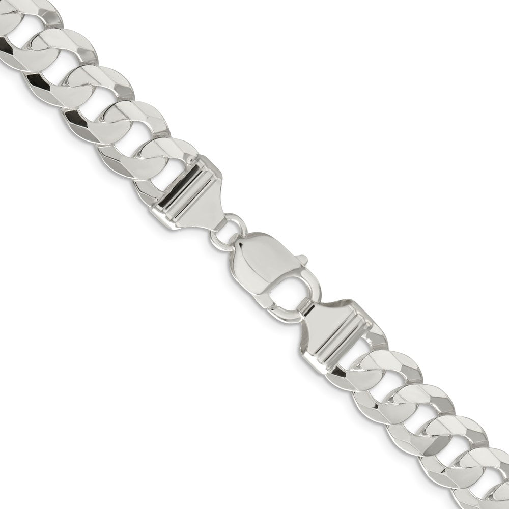 Sterlingsilber 11.9mm Konkav Abgeschrägt Panzer Halskette
