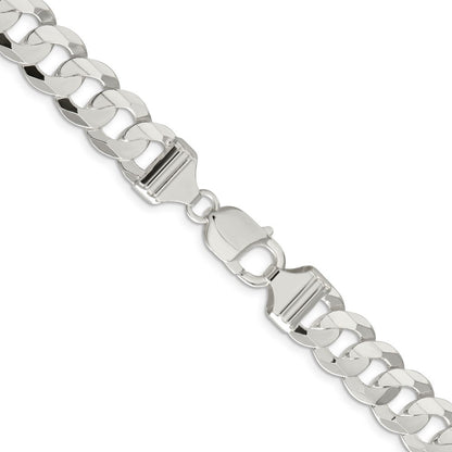 Sterlingsilber 11.9mm Konkav Abgeschrägt Panzer Halskette