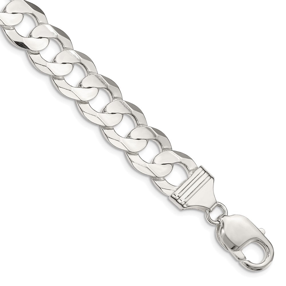 Sterlingsilber 11.9mm Konkav Abgeschrägt Panzer Gliederarmband