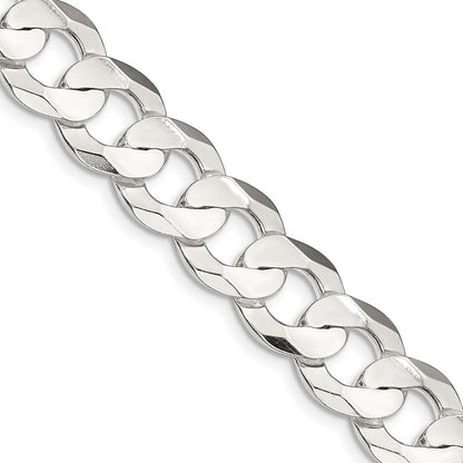 Sterlingsilber 11.9mm Konkav Abgeschrägt Panzer Halskette