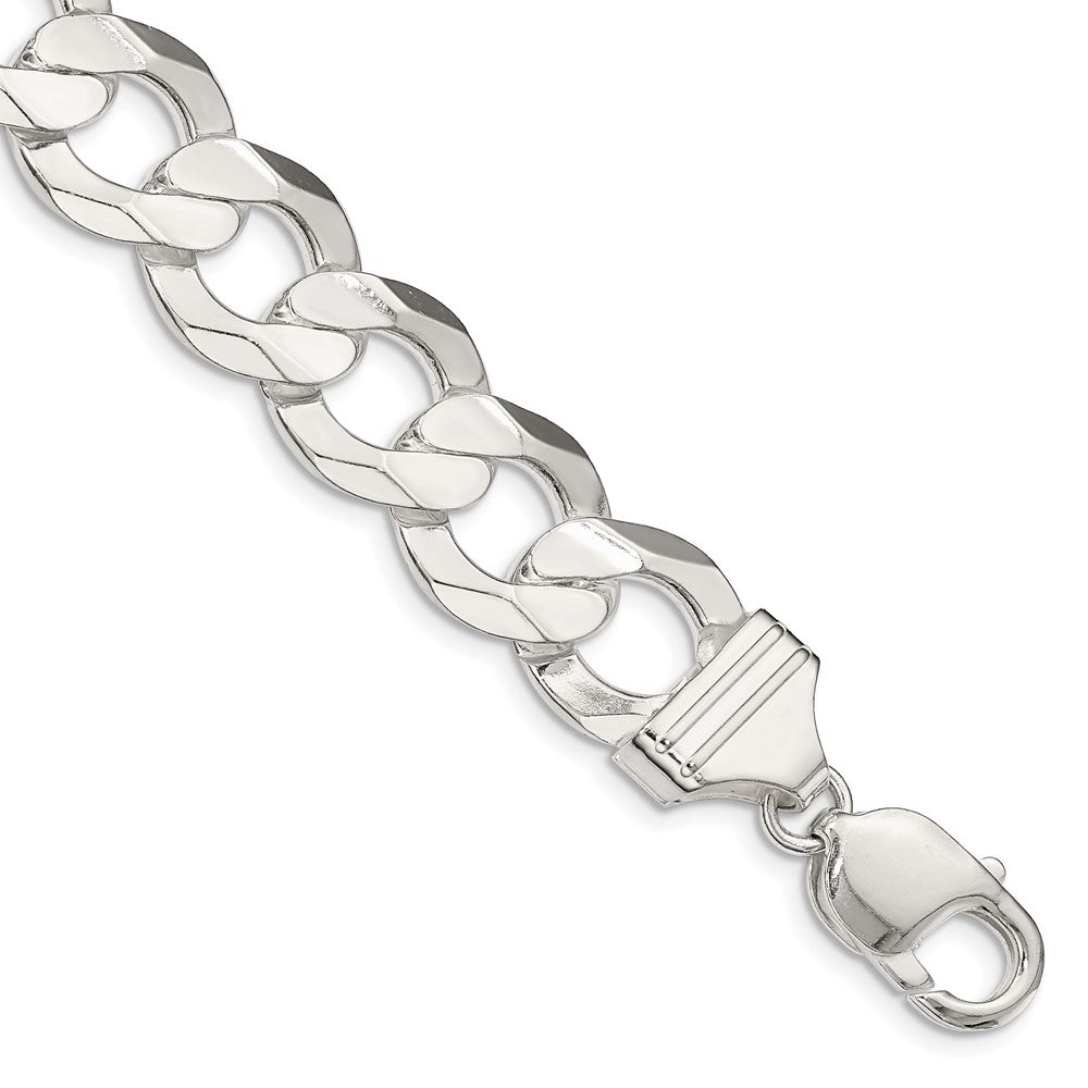 Sterlingsilber 14.0mm Konkav Abgeschrägt Panzer Gliederarmband