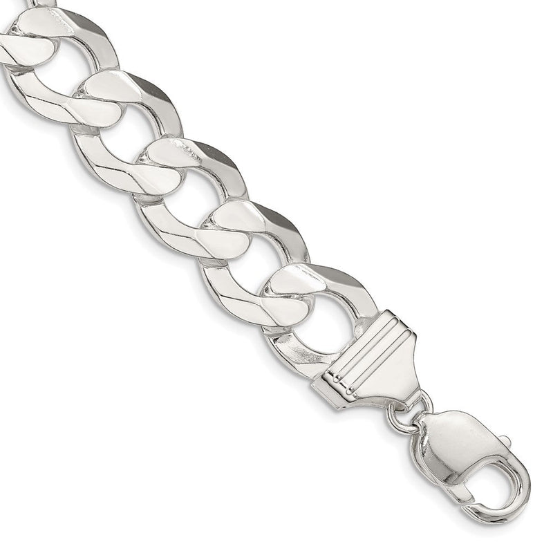 Sterlingsilber 14.0mm Konkav Abgeschrägt Panzer Gliederarmband