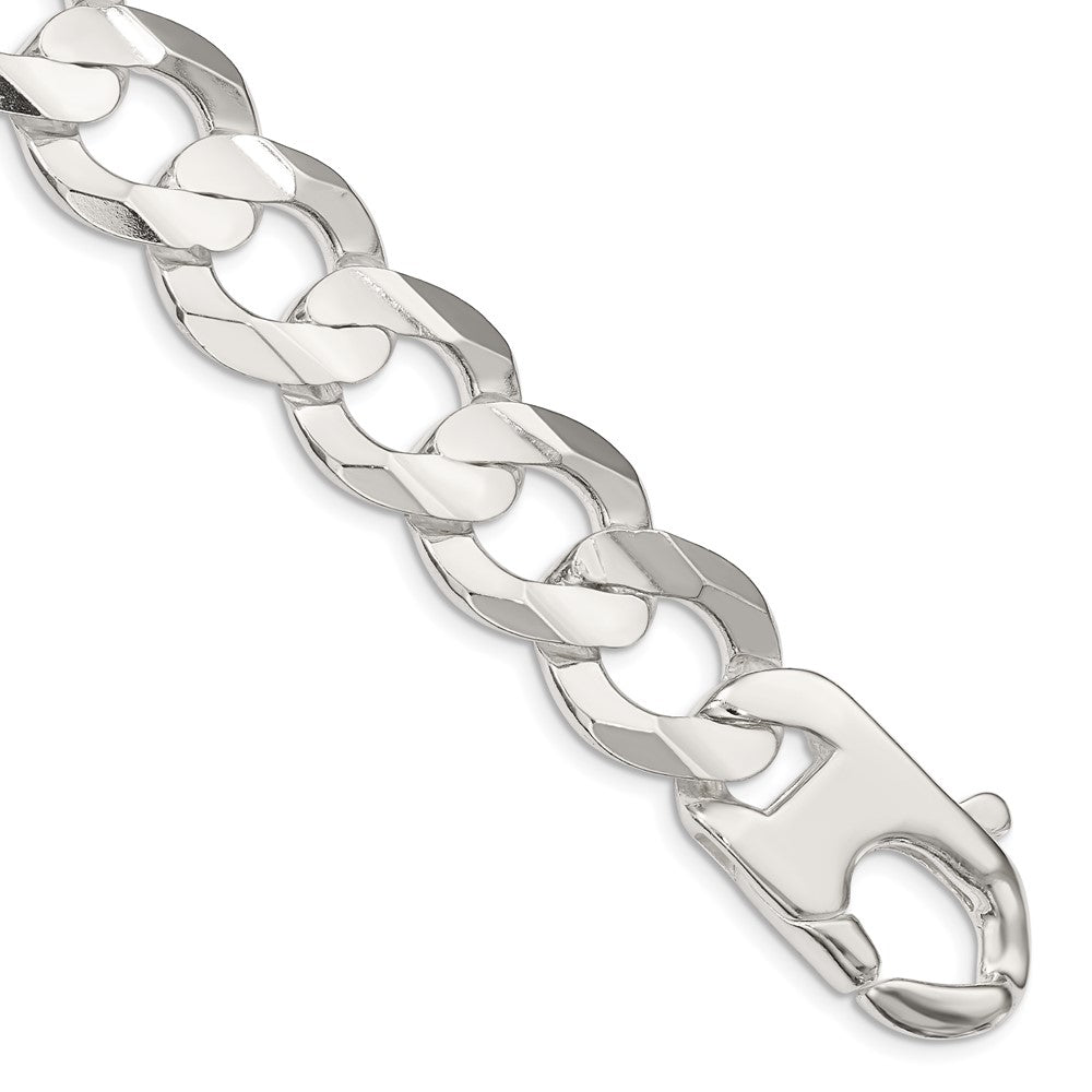 Sterlingsilber 15.75mm Konkav Abgeschrägt Panzer Gliederarmband