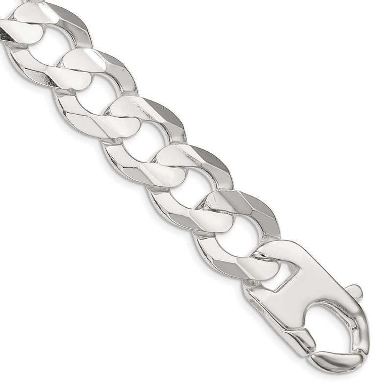 Sterlingsilber 15.75mm Konkav Abgeschrägt Panzer Gliederarmband