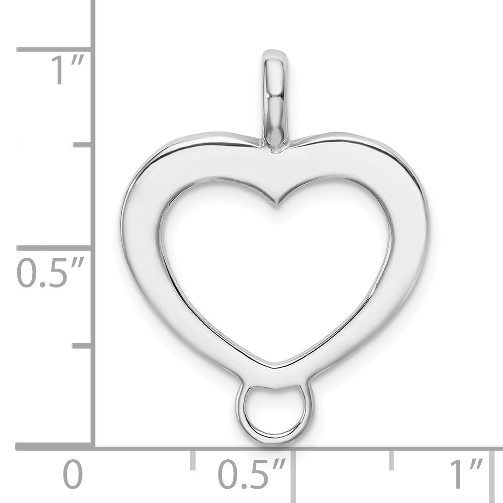 Sterlingsilber Amore La Vita Rhodiniert Poliert Offen Herz Charm Carrier Anhänger