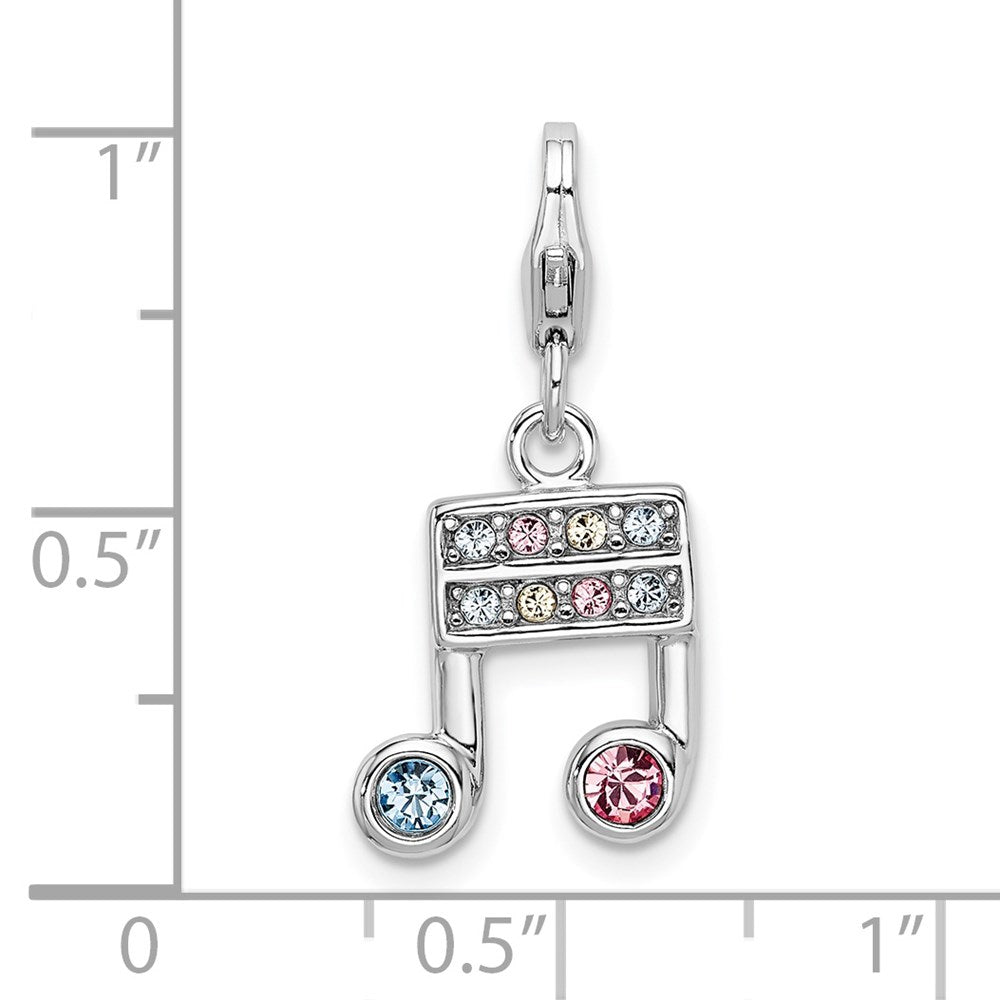 Sterlingsilber Amore La Vita Rhodiniert Poliert Rosa Blau und Gelb Kristall From Swarovski Musik Note Charm mit Fantasie Karabinerverschluss
