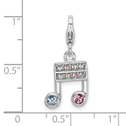 Sterlingsilber Amore La Vita Rhodiniert Poliert Rosa Blau und Gelb Kristall From Swarovski Musik Note Charm mit Fantasie Karabinerverschluss