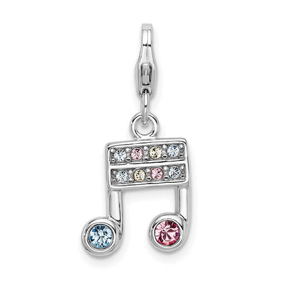 Sterlingsilber Amore La Vita Rhodiniert Poliert Rosa Blau und Gelb Kristall From Swarovski Musik Note Charm mit Fantasie Karabinerverschluss