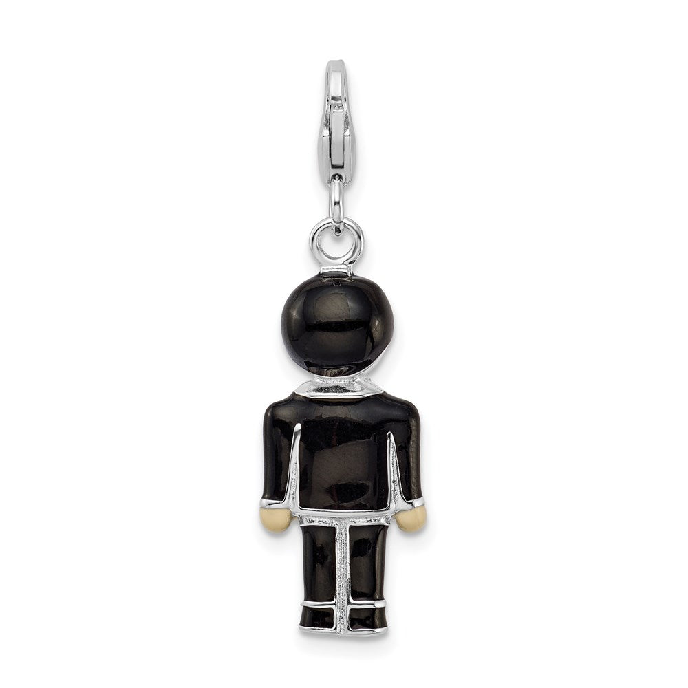 Sterlingsilber Rhodiniert mit Karabinerverschluss Schwarz Emaille Bräutigam Charm