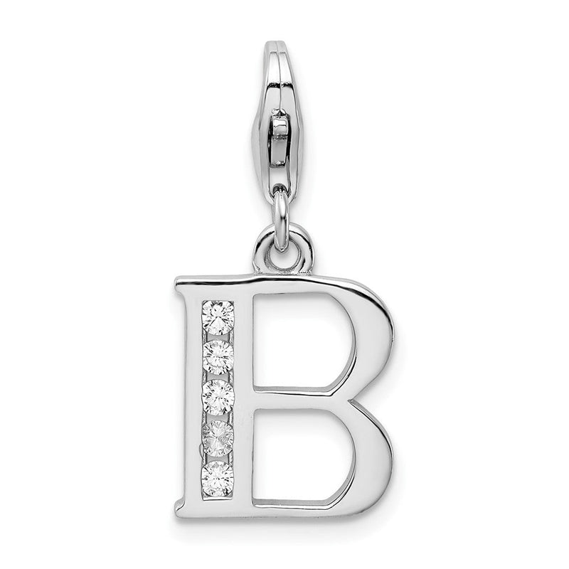 Sterlingsilber Amore La Vita Rhodiniert Poliert Zirkonia Buchstabe B Initiale Charm mit Fantasie Karabinerverschluss