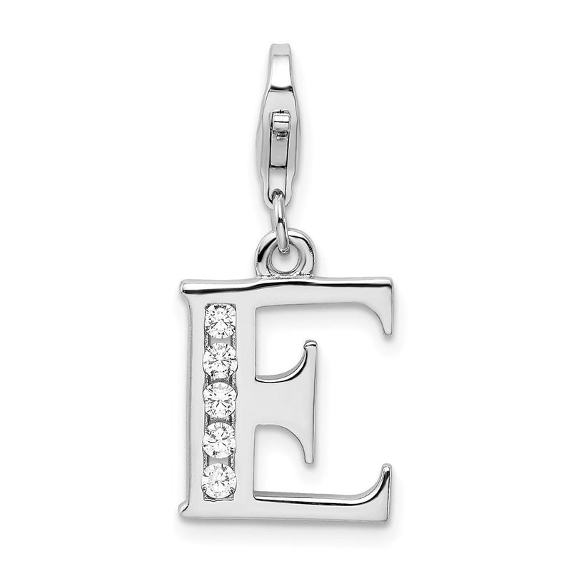Sterlingsilber Amore La Vita Rhodiniert Poliert Zirkonia Buchstabe E Initiale Charm mit Fantasie Karabinerverschluss