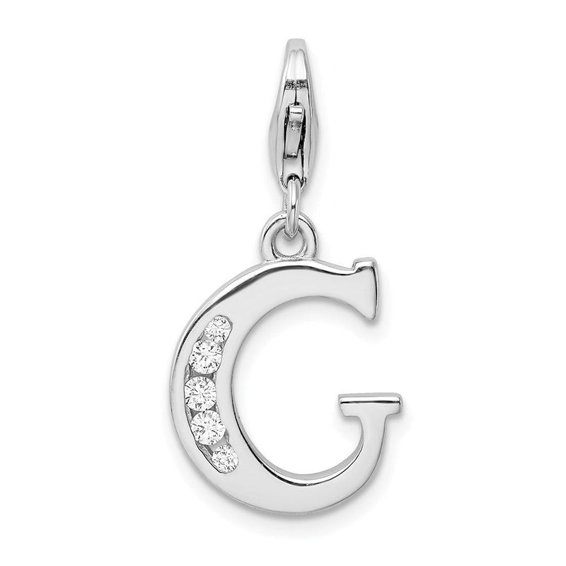 Sterlingsilber Amore La Vita Rhodiniert Poliert Zirkonia Buchstabe G Initiale Charm mit Fantasie Karabinerverschluss
