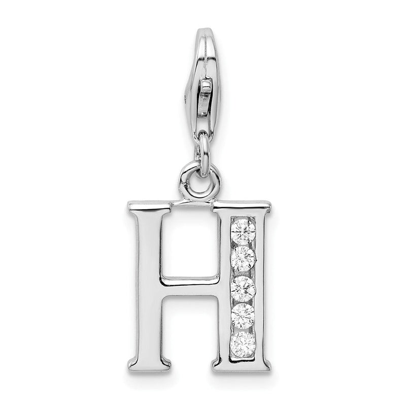 Sterlingsilber Amore La Vita Rhodiniert Poliert Zirkonia Buchstabe H Initiale Charm mit Fantasie Karabinerverschluss