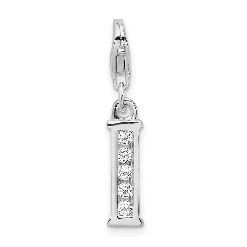 Sterlingsilber Amore La Vita Rhodiniert Poliert Zirkonia Buchstabe I Initiale Charm mit Fantasie Karabinerverschluss