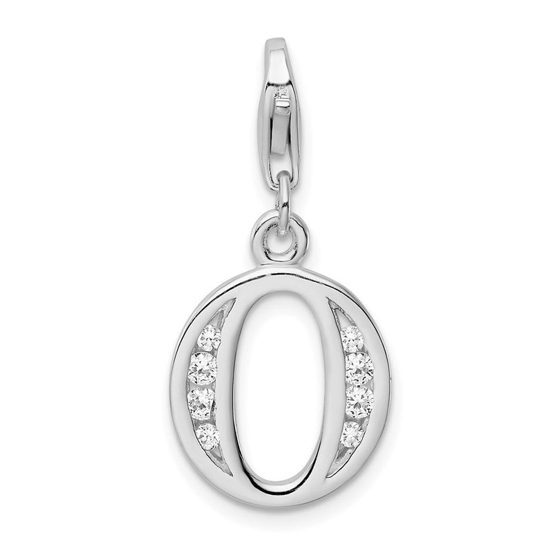 Sterlingsilber Amore La Vita Rhodiniert Poliert Zirkonia Buchstabe O Initiale Charm mit Fantasie Karabinerverschluss
