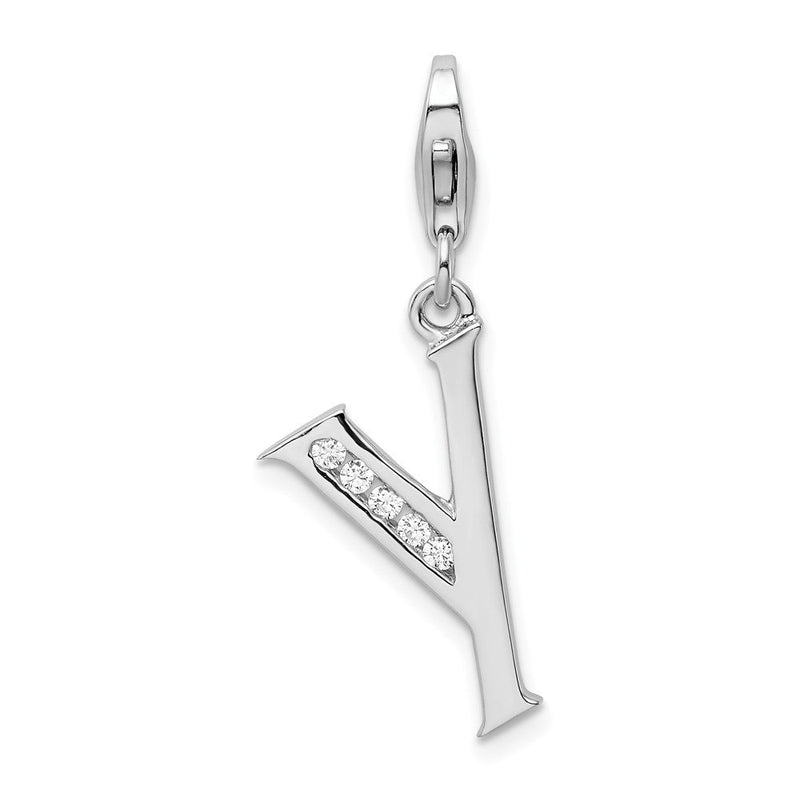 Sterlingsilber Amore La Vita Rhodiniert Poliert Zirkonia Buchstabe Y Initiale Charm mit Fantasie Karabinerverschluss