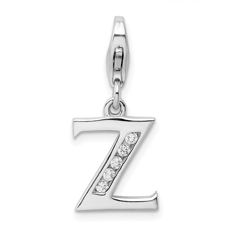 Sterlingsilber Amore La Vita Rhodiniert Poliert Zirkonia Buchstabe Z Initiale Charm mit Fantasie Karabinerverschluss