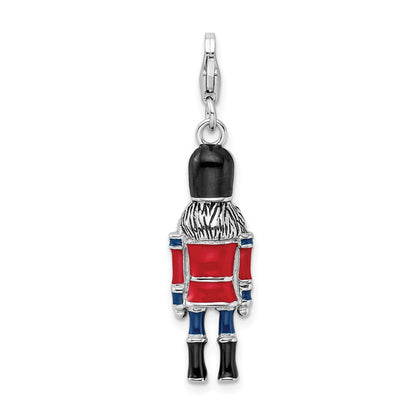 Sterlingsilber Amore La Vita Rhodiniert Poliert 3-d Emailliert Nut Cracker Charm mit Fantasie Karabinerverschluss