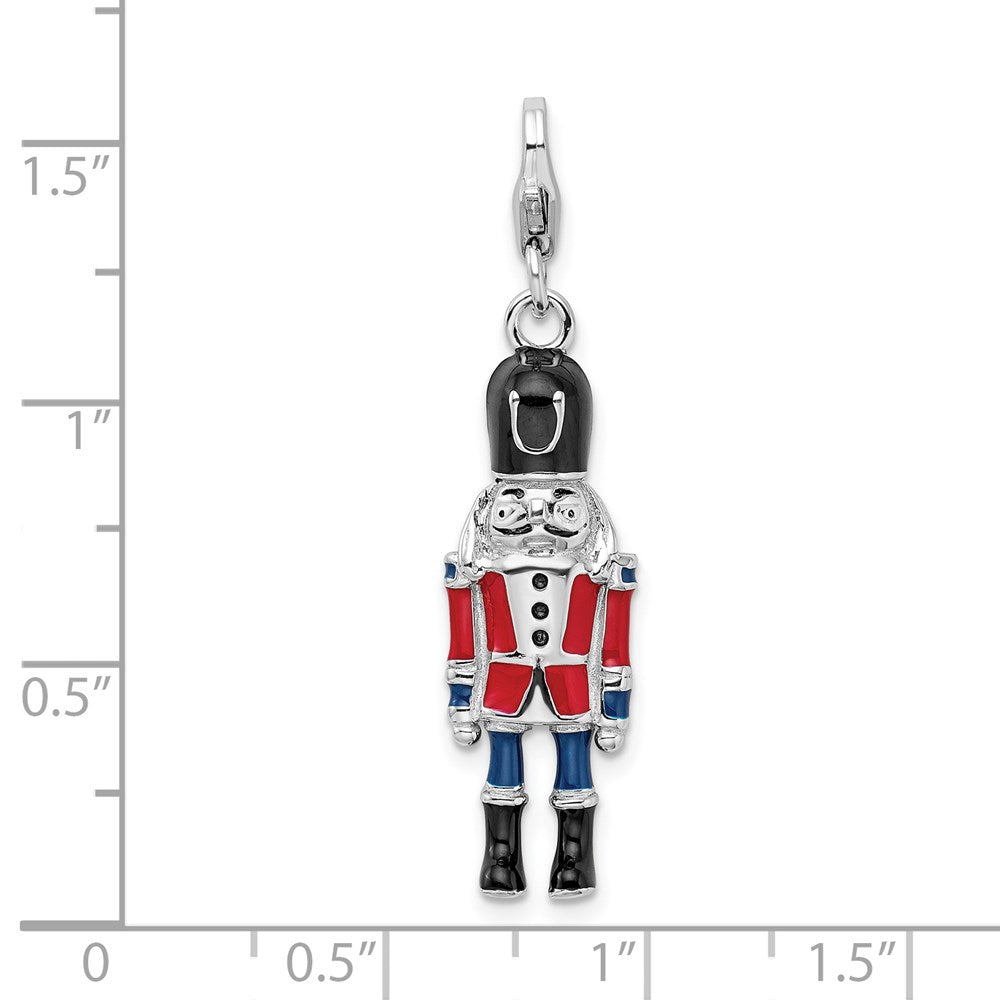 Sterlingsilber Amore La Vita Rhodiniert Poliert 3-d Emailliert Nut Cracker Charm mit Fantasie Karabinerverschluss