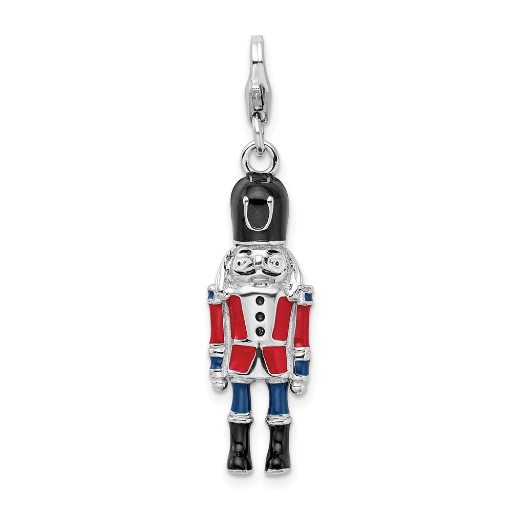 Sterlingsilber Amore La Vita Rhodiniert Poliert 3-d Emailliert Nut Cracker Charm mit Fantasie Karabinerverschluss