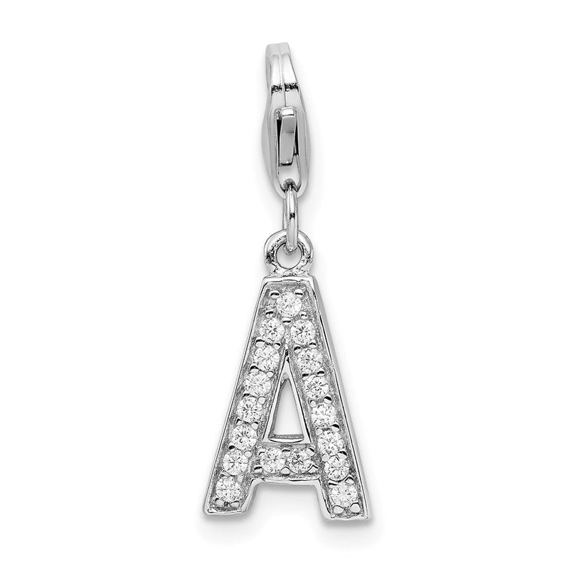 Sterlingsilber Amore La Vita Rhodiniert Poliert Zirkonia Buchstabe A Initiale Charm mit Fantasie Karabinerverschluss