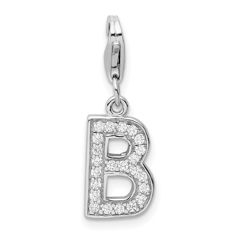 Sterlingsilber Amore La Vita Rhodiniert Poliert Zirkonia Buchstabe B Initiale Charm mit Fantasie Karabinerverschluss
