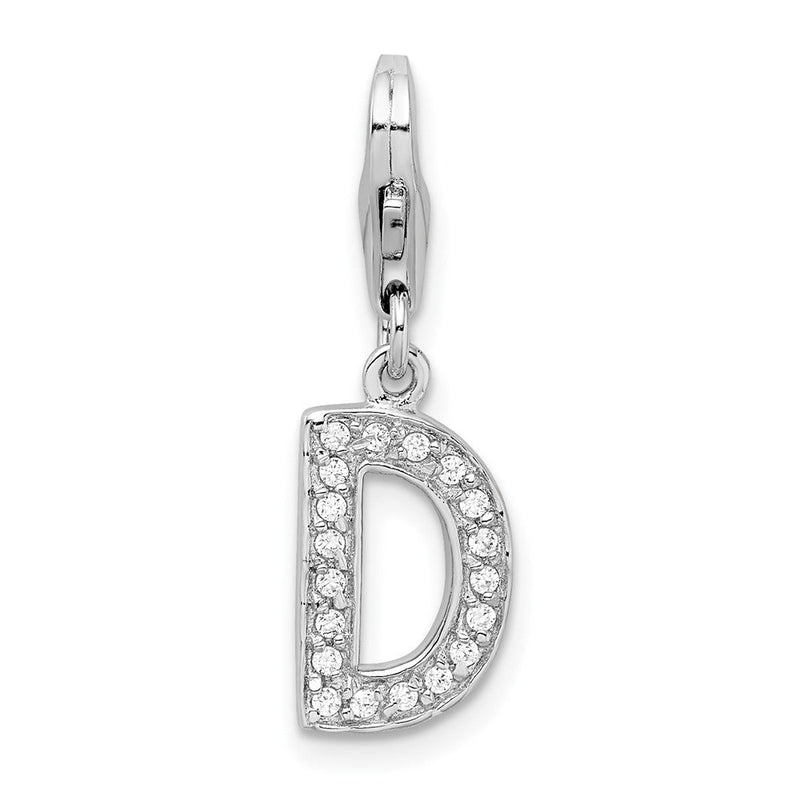 Sterlingsilber Amore La Vita Rhodiniert Poliert Zirkonia Buchstabe D Initiale Charm mit Fantasie Karabinerverschluss