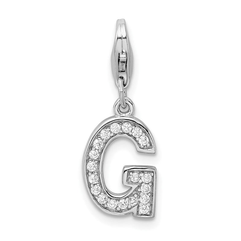 Sterlingsilber Amore La Vita Rhodiniert Poliert Zirkonia Buchstabe G Initiale Charm mit Fantasie Karabinerverschluss
