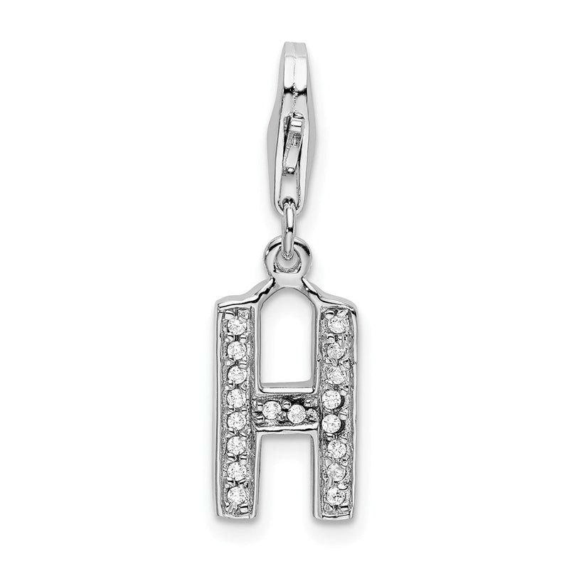 Sterlingsilber Amore La Vita Rhodiniert Poliert Zirkonia Buchstabe H Initiale Charm mit Fantasie Karabinerverschluss