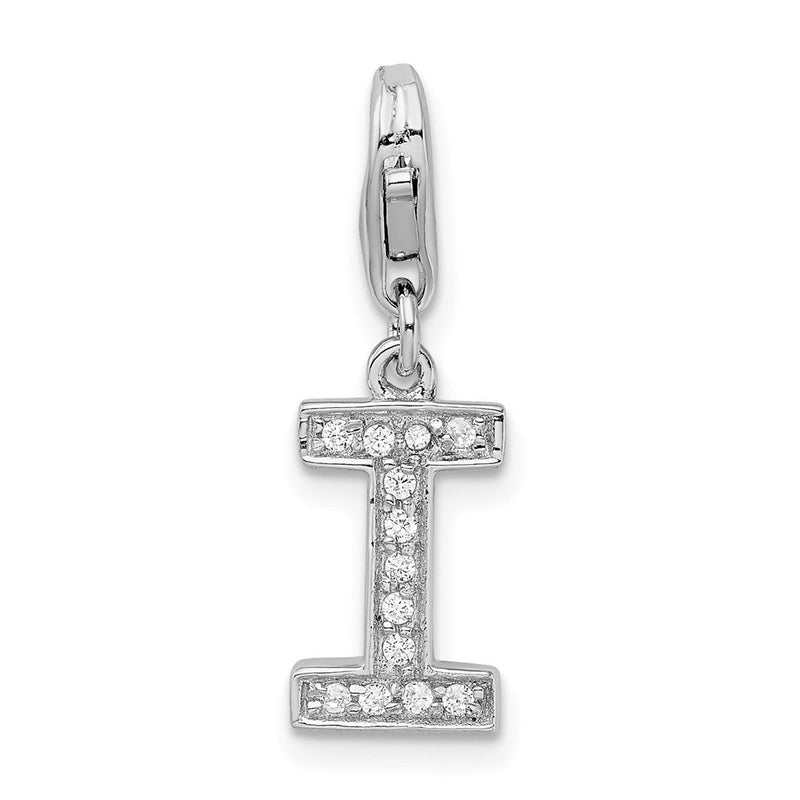 Sterlingsilber Amore La Vita Rhodiniert Poliert Zirkonia Buchstabe I Initiale Charm mit Fantasie Karabinerverschluss
