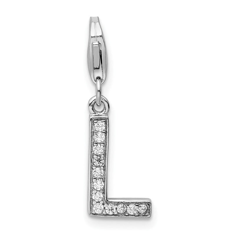 Sterlingsilber Amore La Vita Rhodiniert Poliert Zirkonia Buchstabe L Initiale Charm mit Fantasie Karabinerverschluss