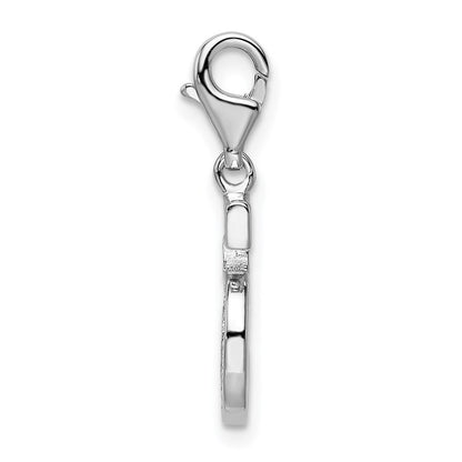 Sterlingsilber Rhodiniert Zirkonia Numeral 5 mit Karabinerverschluss Charm