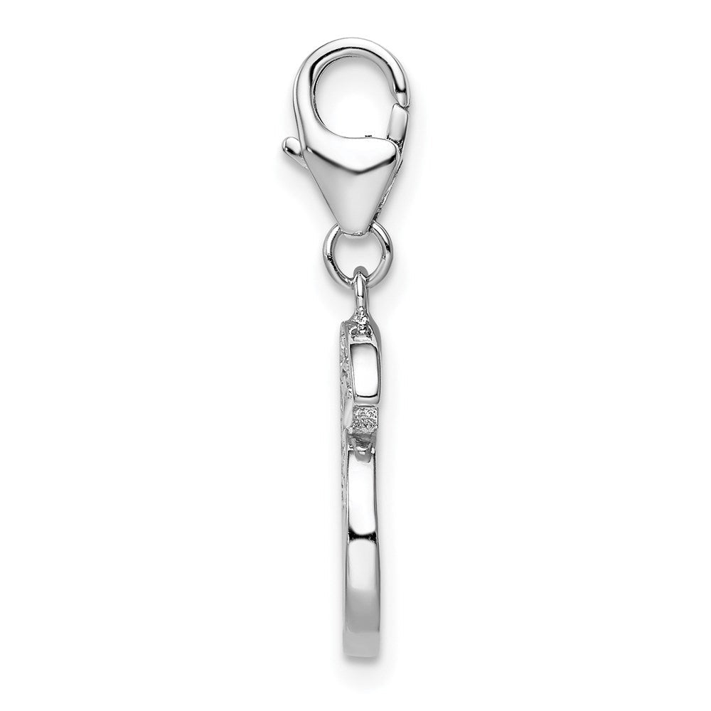 Sterlingsilber Rhodiniert Zirkonia Numeral 6 mit Karabinerverschluss Charm