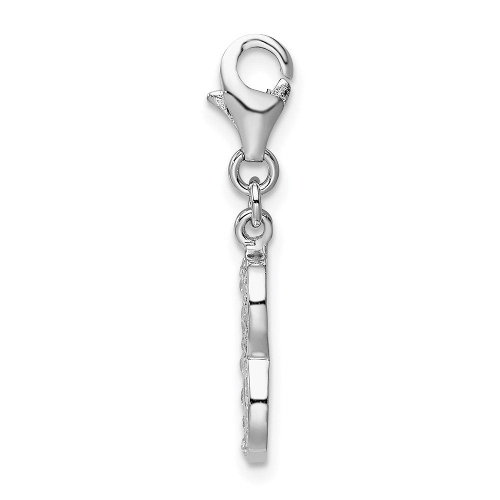 Sterlingsilber Rhodiniert Zirkonia Numeral 8 mit Karabinerverschluss Charm
