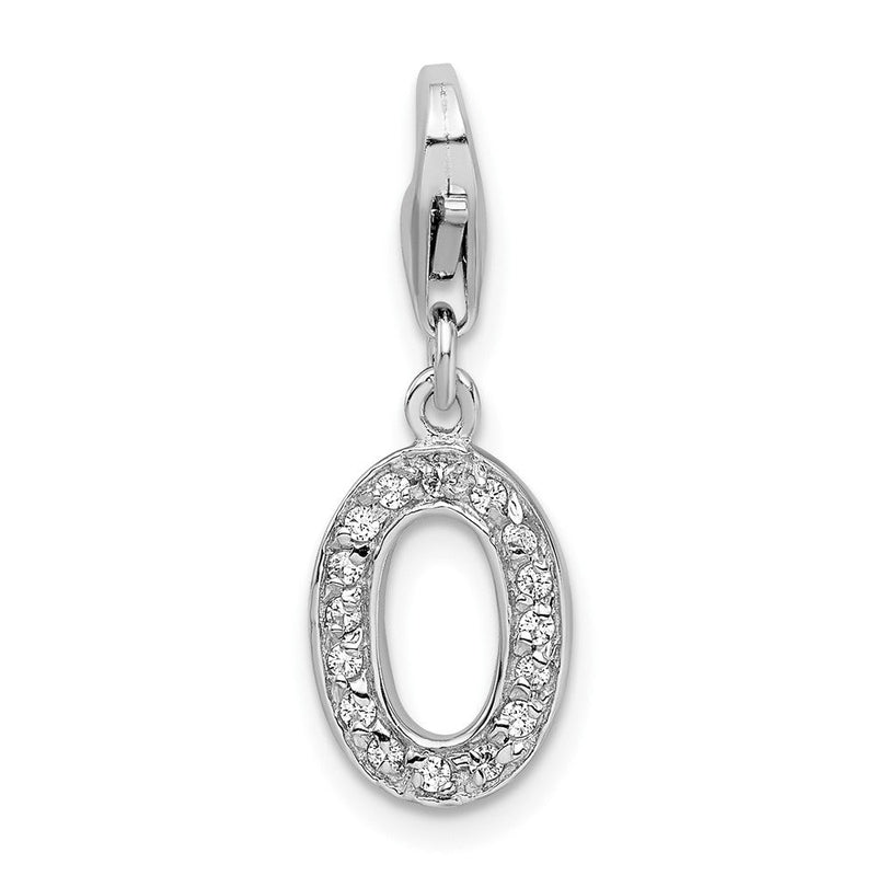 Sterlingsilber Amore La Vita Rhodiniert Poliert Zirkonia Buchstabe O Initiale Charm mit Fantasie Karabinerverschluss