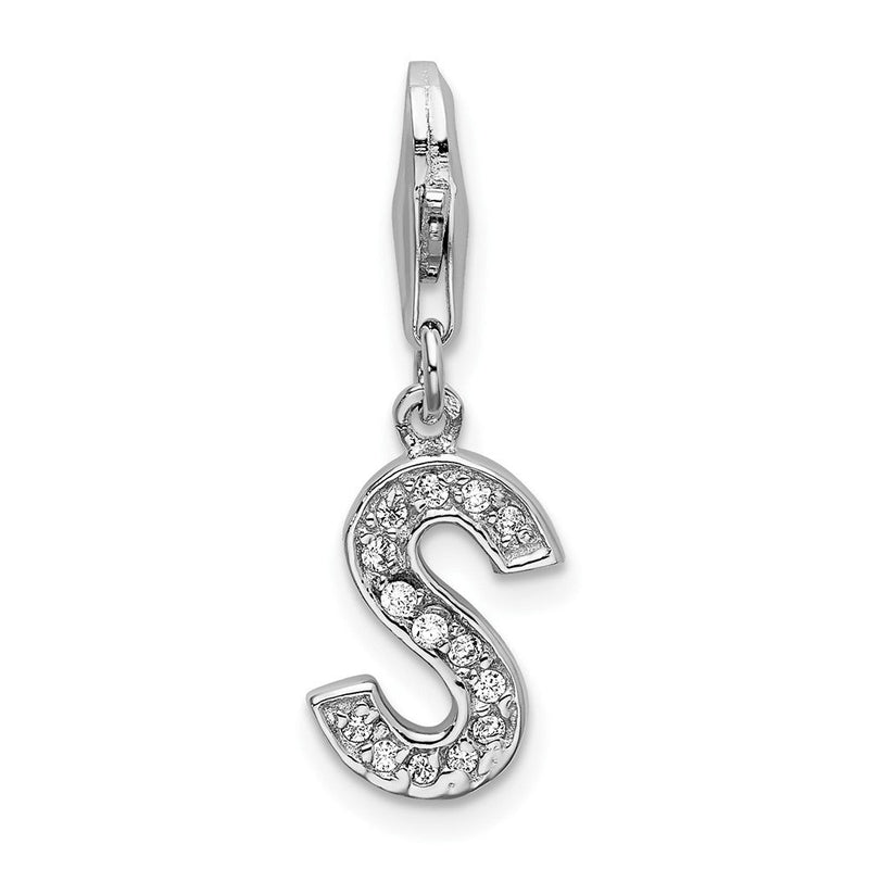 Sterlingsilber Amore La Vita Rhodiniert Poliert Zirkonia Buchstabe S Initiale Charm mit Fantasie Karabinerverschluss