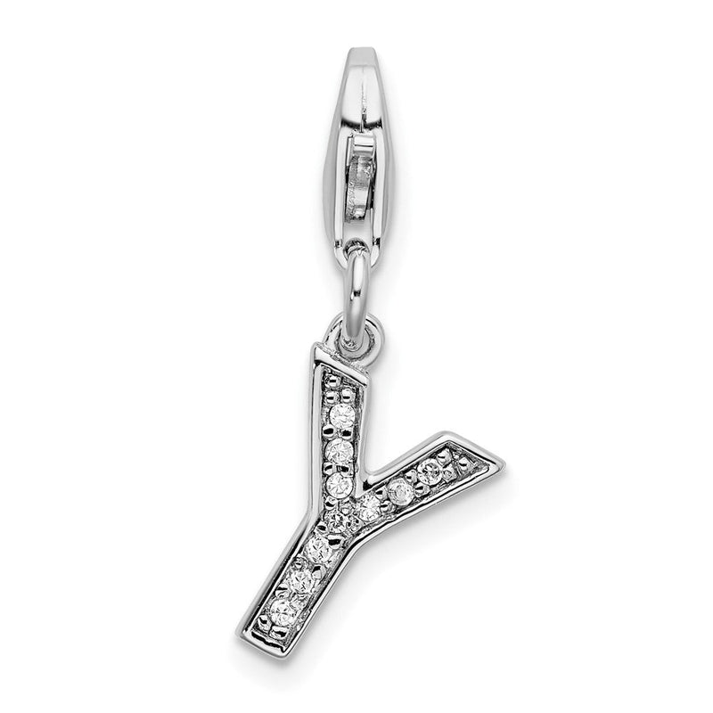 Sterlingsilber Amore La Vita Rhodiniert Poliert Zirkonia Buchstabe Y Initiale Charm mit Fantasie Karabinerverschluss
