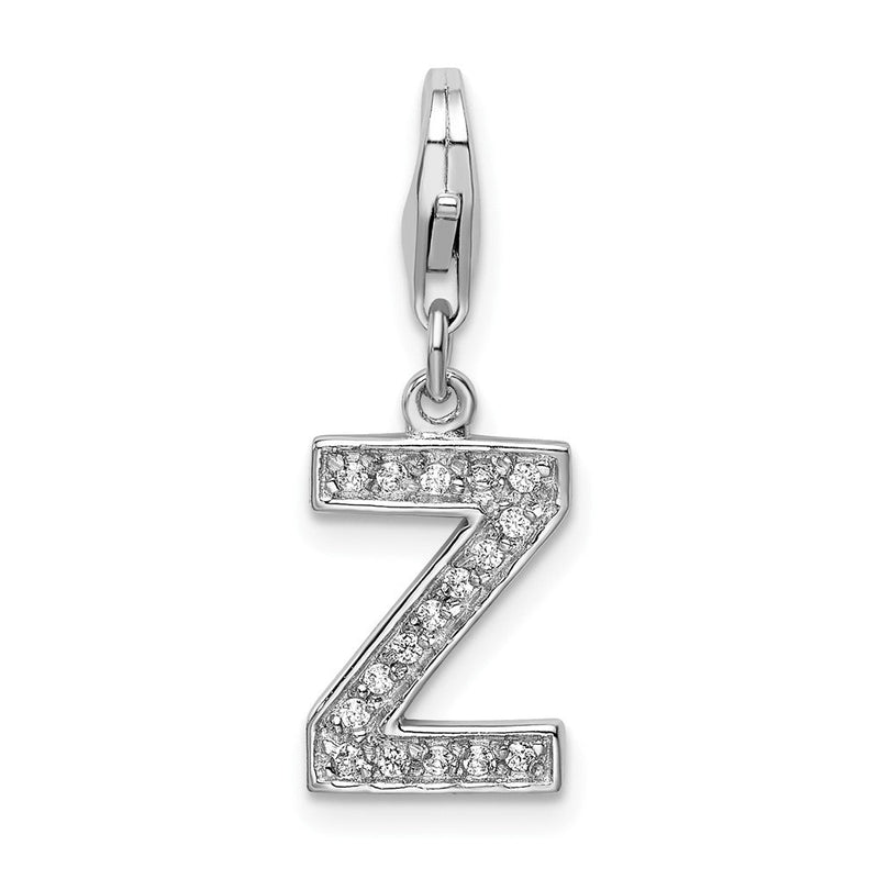 Sterlingsilber Amore La Vita Rhodiniert Poliert Zirkonia Buchstabe Z Initiale Charm mit Fantasie Karabinerverschluss